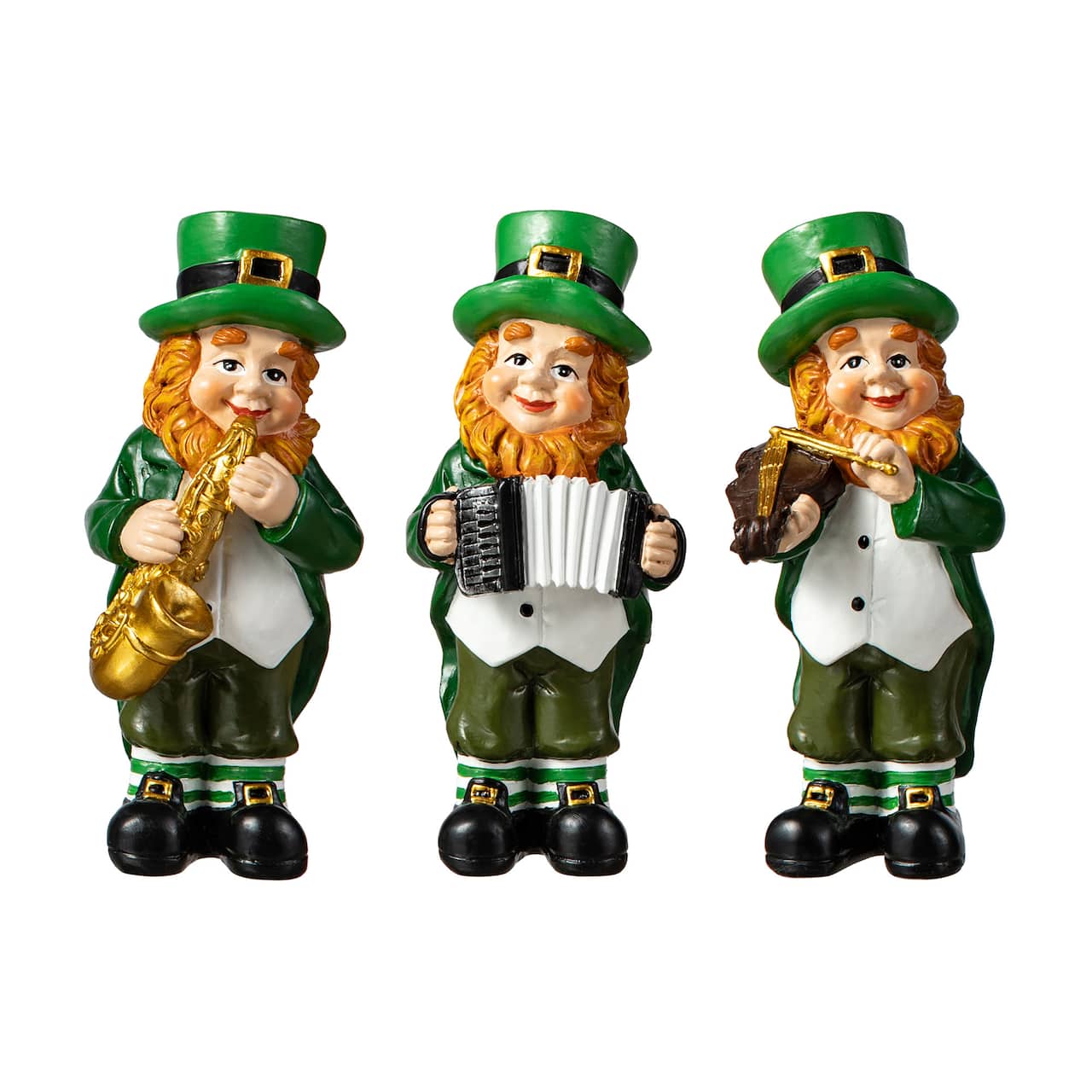 Glitzhome® 5" St. Patrick's Leprechaun Musicians Table Décor Set